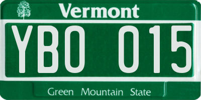 VT license plate YBO015