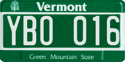 VT license plate YBO016