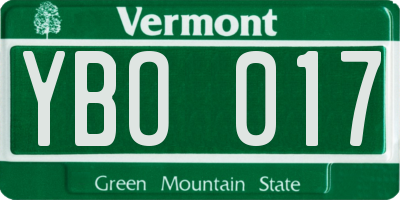 VT license plate YBO017