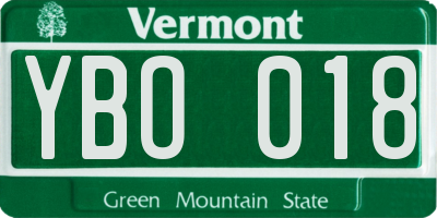 VT license plate YBO018