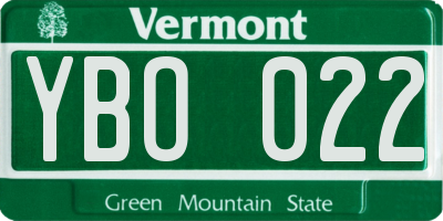 VT license plate YBO022