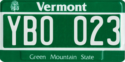 VT license plate YBO023
