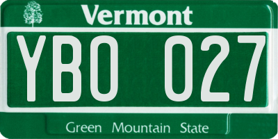VT license plate YBO027