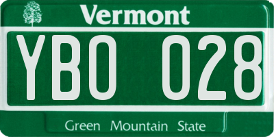 VT license plate YBO028