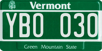 VT license plate YBO030