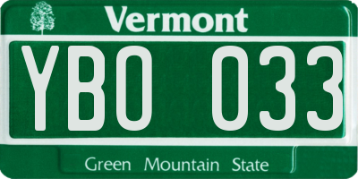 VT license plate YBO033