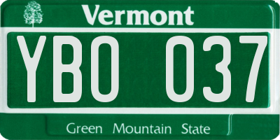 VT license plate YBO037