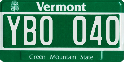 VT license plate YBO040