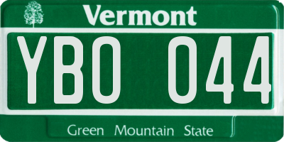 VT license plate YBO044