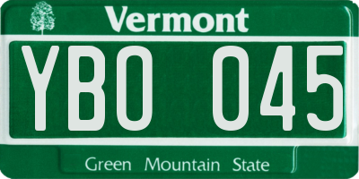 VT license plate YBO045