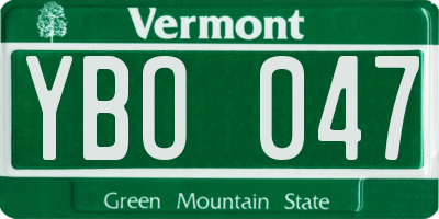 VT license plate YBO047
