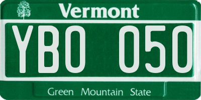 VT license plate YBO050