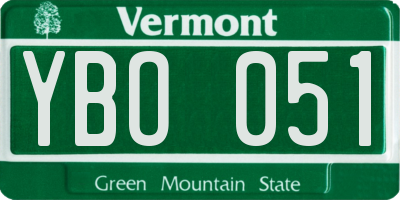 VT license plate YBO051