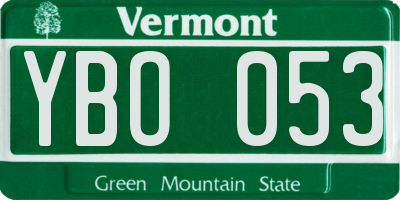VT license plate YBO053