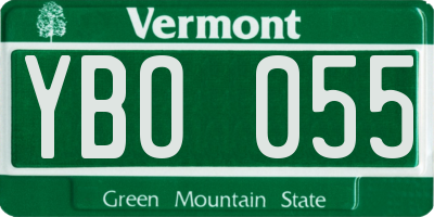 VT license plate YBO055