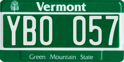 VT license plate YBO057