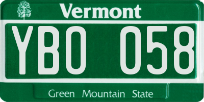 VT license plate YBO058