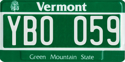 VT license plate YBO059