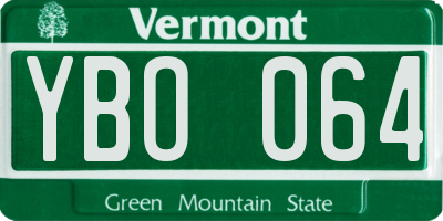 VT license plate YBO064