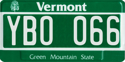 VT license plate YBO066