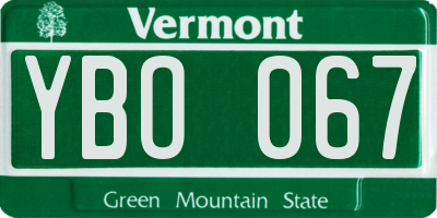 VT license plate YBO067