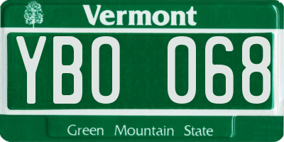 VT license plate YBO068