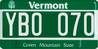VT license plate YBO070