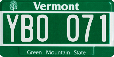 VT license plate YBO071