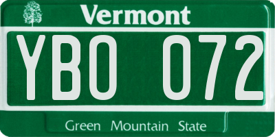 VT license plate YBO072