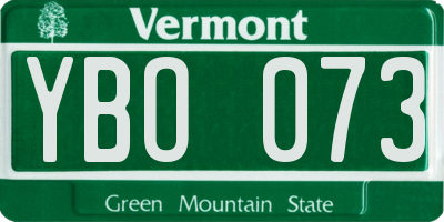 VT license plate YBO073