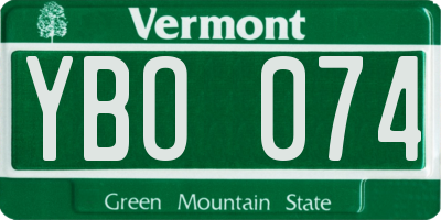 VT license plate YBO074