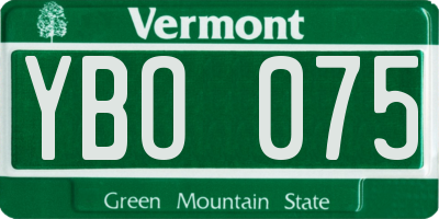 VT license plate YBO075