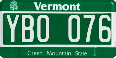 VT license plate YBO076