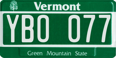 VT license plate YBO077