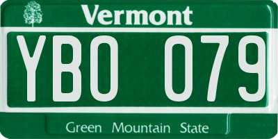 VT license plate YBO079