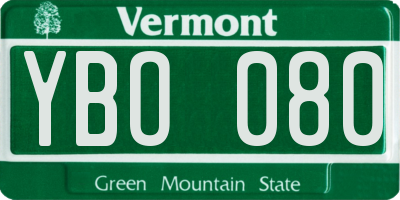 VT license plate YBO080