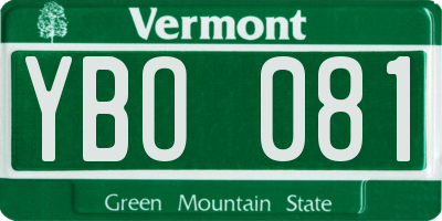 VT license plate YBO081