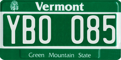 VT license plate YBO085