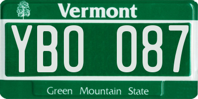 VT license plate YBO087
