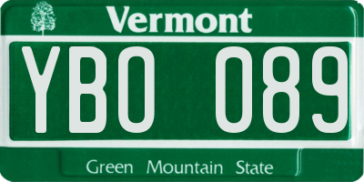 VT license plate YBO089