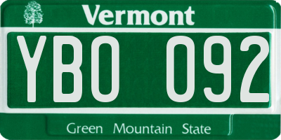 VT license plate YBO092