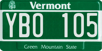 VT license plate YBO105