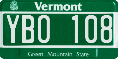 VT license plate YBO108
