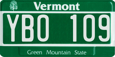 VT license plate YBO109