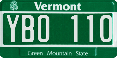 VT license plate YBO110