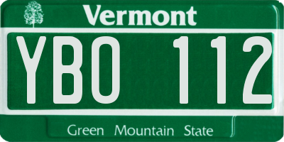 VT license plate YBO112