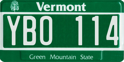 VT license plate YBO114
