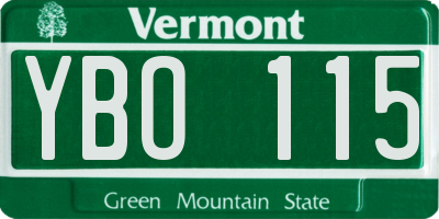 VT license plate YBO115