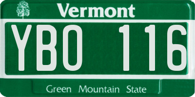 VT license plate YBO116