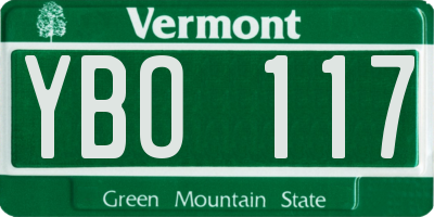 VT license plate YBO117
